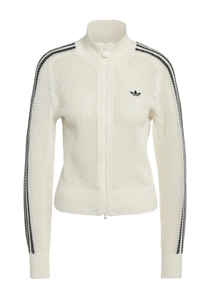 adidas Firebird striped zip-up cardigan - White