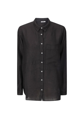 M.S.M Milano chest-pocket linen shirt - Black