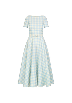 Oscar de la Renta gingham belted dress - Blue