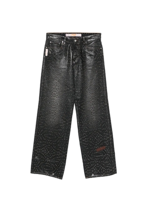 PDF leopard print denim jeans - Black
