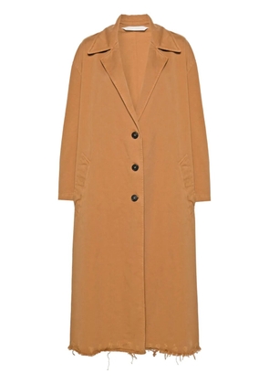 Palm Angels raw cut-hem single-breasted coat - Brown