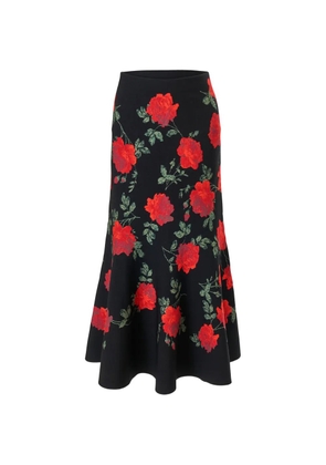 Carolina Herrera rose jacquard Trumpet skirt - Black