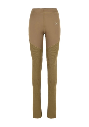 adidas by Stella McCartney logo-print ribbed leggings - Brown