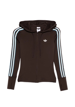 adidas logo striped hoodie - Brown