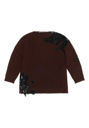 Bimba y Lola lace-panel sweater - Brown