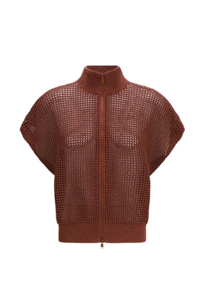 Brunello Cucinelli open-knit cardigan - Brown
