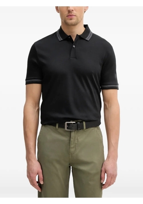 BOSS striped-collar polo shirt - Black