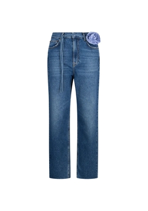 LIU JO frayed-hem belted straight-leg jeans - Blue