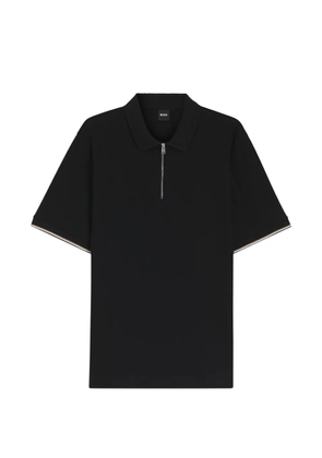 BOSS zipped ribbed polo shirt - Black