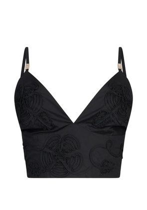 LIU JO embroidered V-neck top - Black