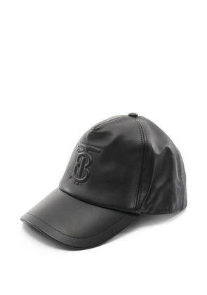 Burberry Pre-Owned 2010S TB logo leather baseball cap - Black