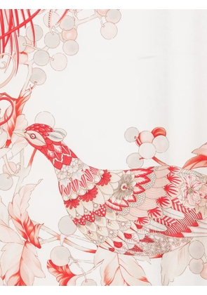Ferragamo bird print scarf - White