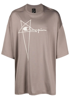 Rick Owens X Champion logo-embossed drop-shoulder T-shirt - Grey