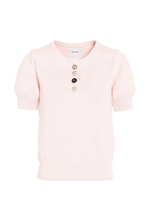 Barrie Cotton and cashmere top with jewelled buttons - Pink