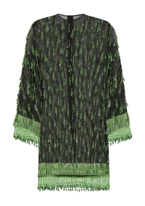 Dolce & Gabbana beaded-fringe organza mini dress - Green