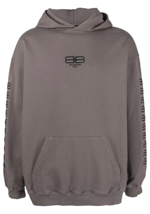Balenciaga embroidered-logo cotton hoodie - Grey