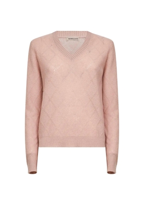 Blanca Vita ribbed diamond-stitch knit sweater - Pink