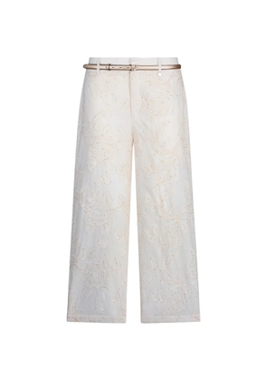 LIU JO sequin-embroidered muslin trousers - Neutrals