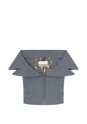 GANNI off-shoulder button top - Grey