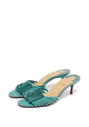 Christian Louboutin Pre-Owned Belbrossa fringe suede sandals - Blue