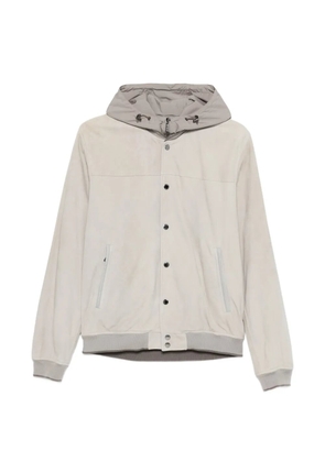 Moorer hooded press-stud bomber jacket - Grey
