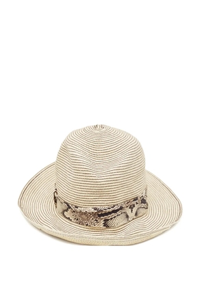 Roberto Cavalli Vintage straw snake ribbon hat - Neutrals