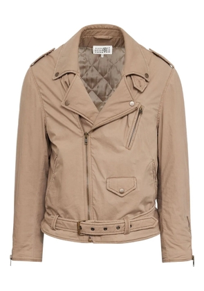 MM6 Maison Margiela belted zip-up biker jacket - Neutrals