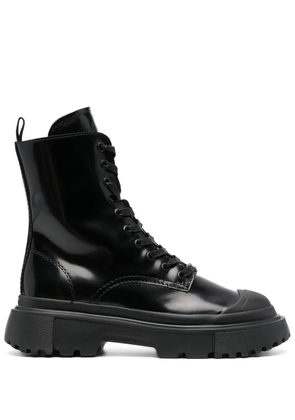Hogan lace-up combat boots - Black