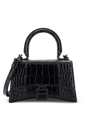 Balenciaga Pre-Owned Hourglass Top Handle Bag Crocodile Embossed Leather XS satchel - Black