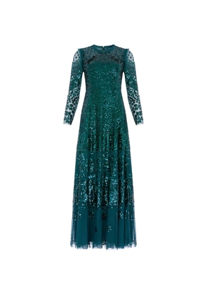 Needle & Thread Aurora sequin-embellished gown maxi dress - Green