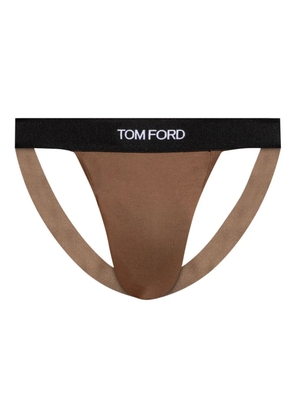 TOM FORD logo-embellished jockstrap - Brown