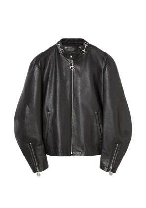 Gucci horsebit-detail leather biker jacket - Black