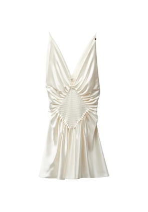 Versace V-neck gathered mini dress - White