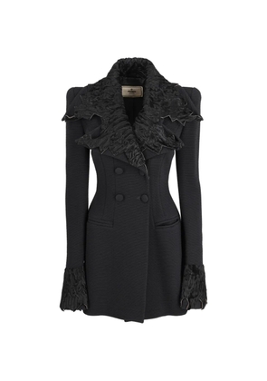 Fendi Pre-Owned ruffled double-breasted coat - Black