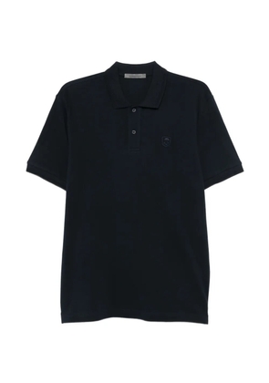 Corneliani logo-patch polo shirt - Blue
