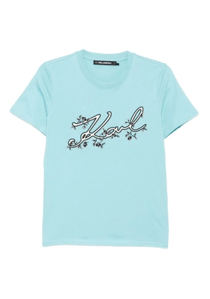 Karl Lagerfeld logo-embroidered T-shirt - Blue