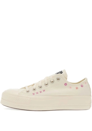 Converse Chuck Taylor floral-embroidered platform sneakers - Neutrals