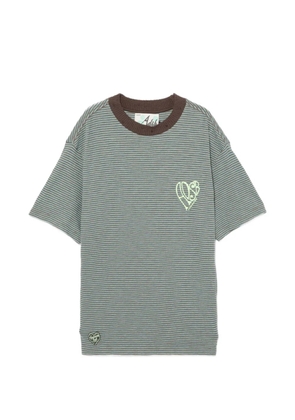 Andersson Bell heart-logo striped T-shirt - Green
