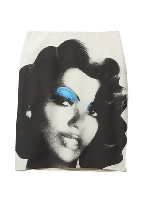 Versace printed silk-poplin pencil skirt - Neutrals