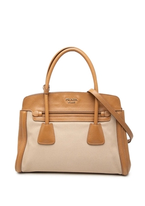 Prada Pre-Owned 2010-2025 Saffiano Cuir Trimmed Canapa satchel - Brown
