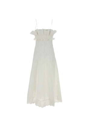 Alberta Ferretti ruffled broderie-anglaise cotton dress - White