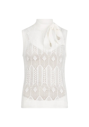 LIU JO openwork bow-collar knit top - Neutrals