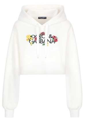 Dolce & Gabbana floral-logo cropped hoodie - White