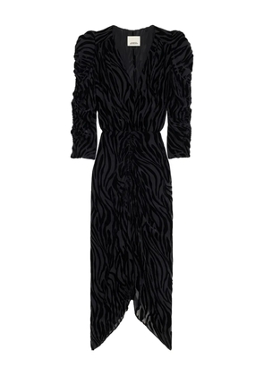 ISABEL MARANT Nemil zebra-print puff-sleeve dress - Black