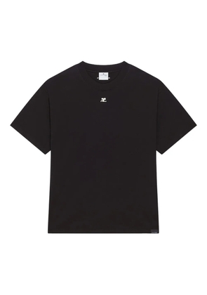 Courrèges logo-embroidered short-sleeve T-shirt - Black