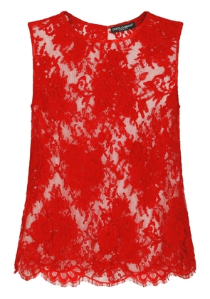 Dolce & Gabbana chantilly-lace sleeveless top - Red