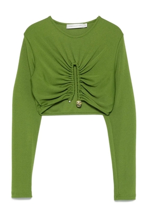 Christopher Esber gathered-effect ribbed crop top - Green