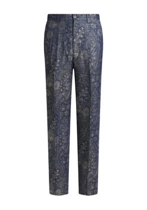 ETRO jacquard floral paisley-motif trousers - Blue