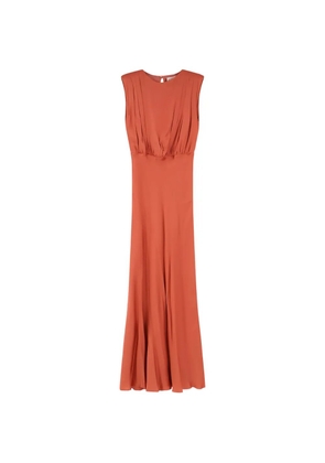Semicouture pleated sleeveless maxi dress - Orange