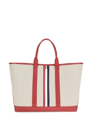 Thom Browne striped leather handles tote - Neutrals
